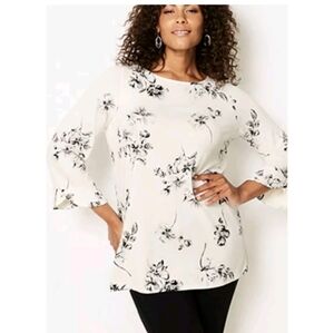 J.Jill Wearever Collection Women's Foral Rayon Blend Blouse Boho